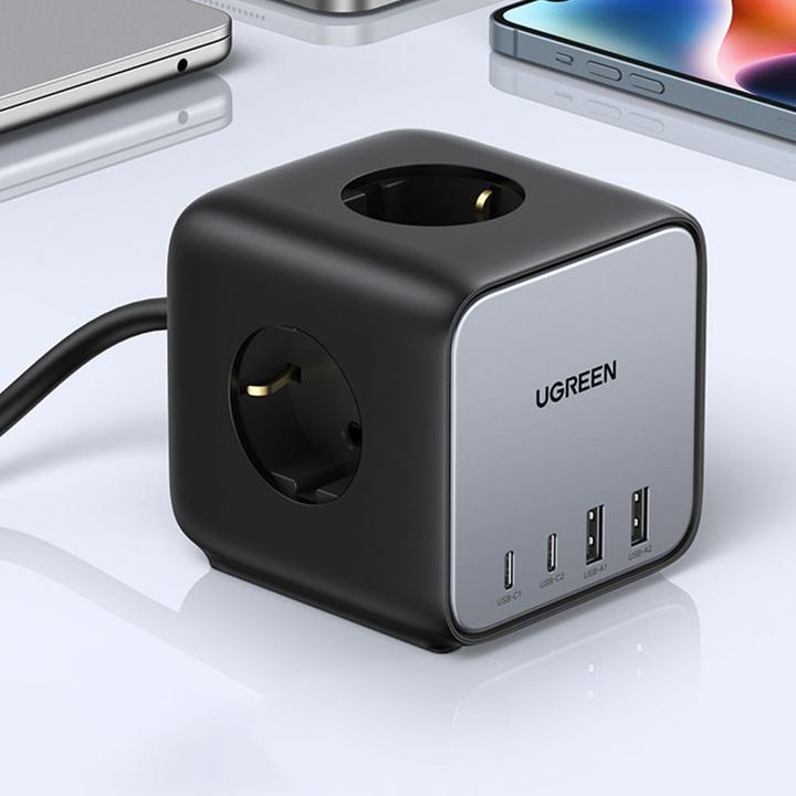 Actual product image Ugreen Cube CD268 (1x, CEE 7/4, USB-A, USB-C, 1.80 m)