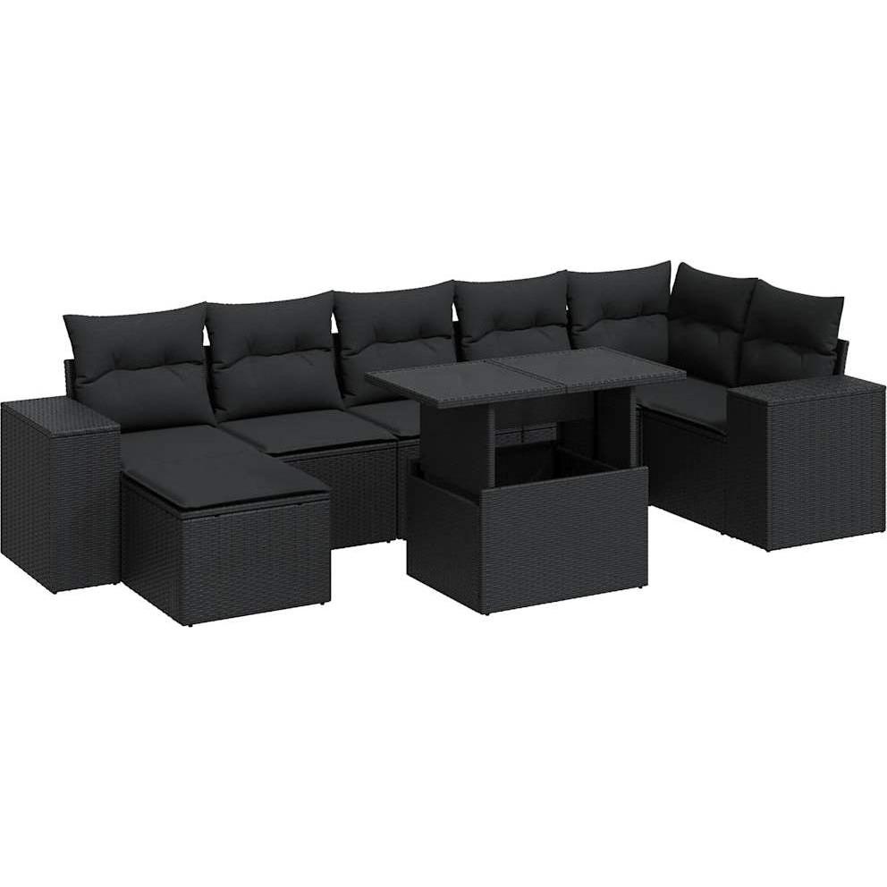 VidaXL, Gartenlounge, Gartenmöbel Sofa Garnitur Sitzgruppe Lounge 8-tlg. Schwarz Poly Rattan