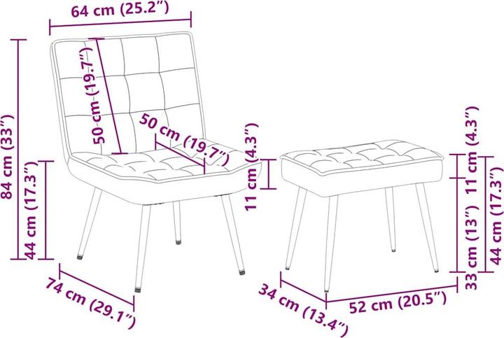 Produktbild vidaXL Relaxsessel mit Hocker