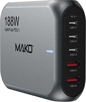 Mako GaN2 EU Mains Charger USB-C/C/C/A/A