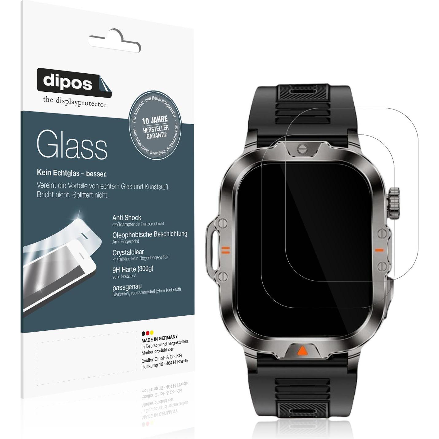 Dipos Anti-Shock Displayschutz 9H, Smartwatch Schutzfolie, Transparent