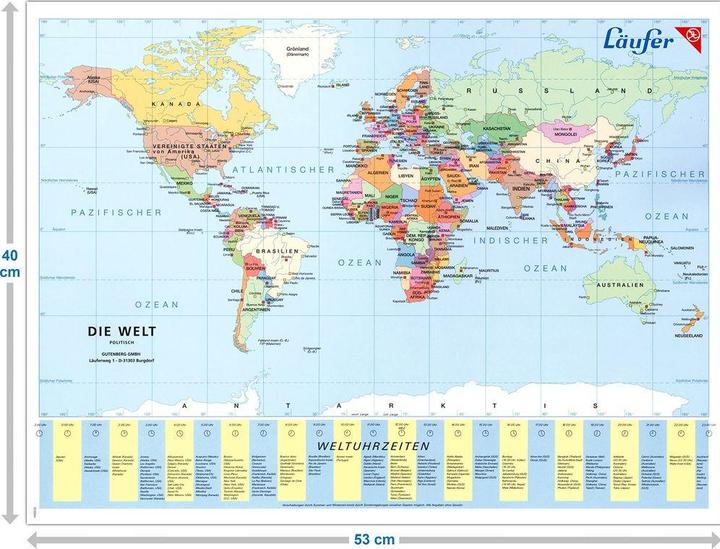 Immagine prodotto Läufer Mappa del mondo (40 x 53 cm)