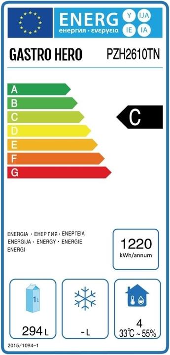 Energie-Label Gastro Hero Pizzatisch ECO / (390 l)