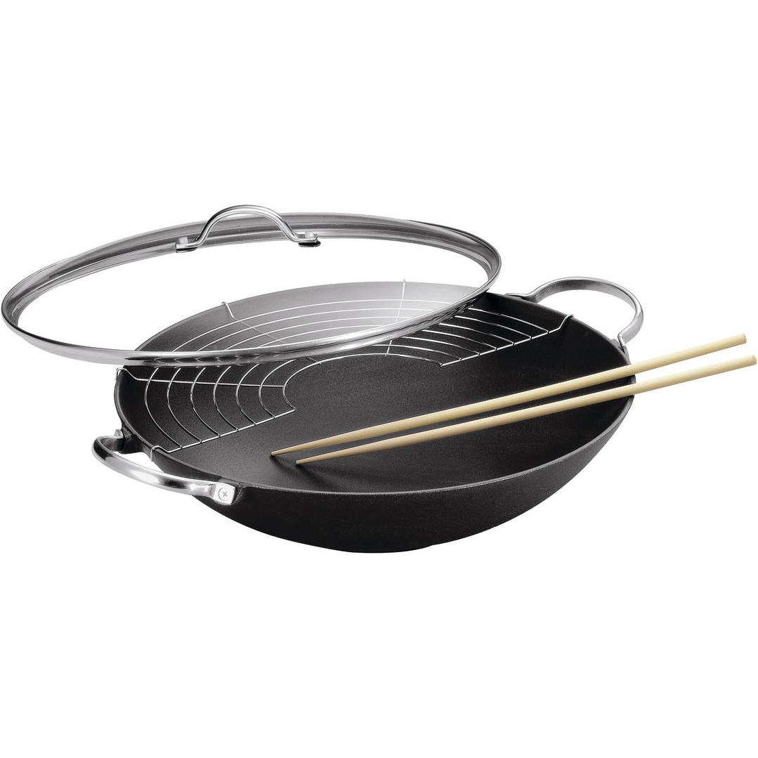 Kuhn Rikon Jampur: Padella Wok + Pentola, Colore Nero