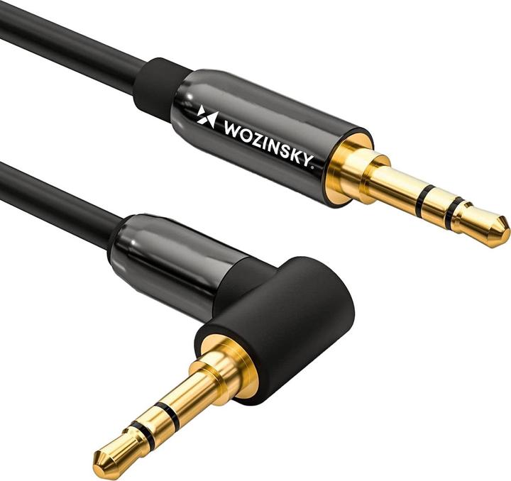 Produktbild Wozinsky AUX cable angled (male-male) mini jack cable 1.5 m black (1.50 m, AUX Kabel)
