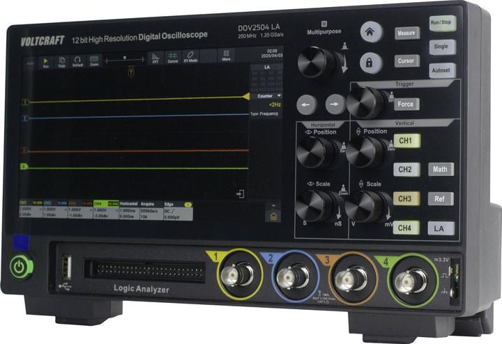 Actual product image Voltcraft DOV2504 LA Digital-Oszilloskop 250 MHz 4-Kanal 1.25 GSa/s 100 Mpts 12 (CAT II)