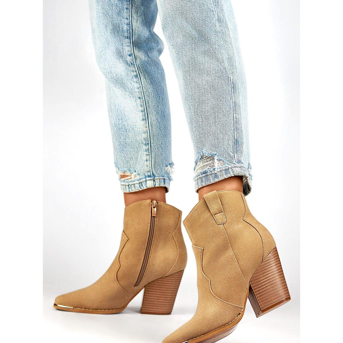 Primo, Damen, Boots + Stiefel, Stiefeletten mit Absatz, Beige, (36)