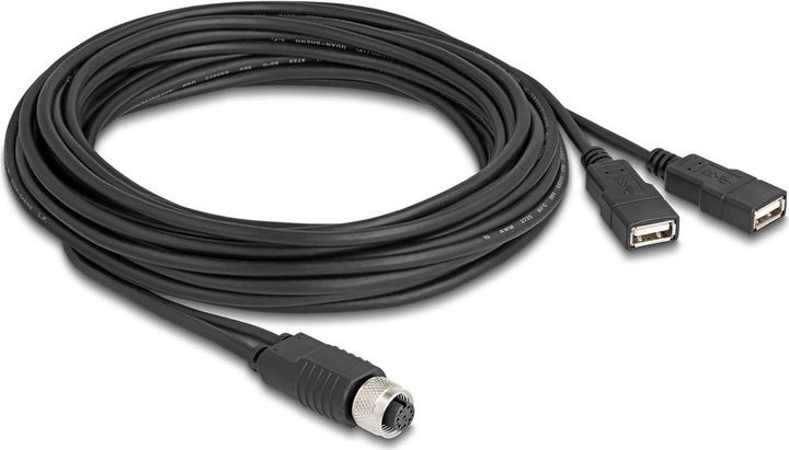 Actual product image Delock M12 cable A-coded 8 pin socket to 2 x USB 2.0 type-A (5 m, USB 2.0)