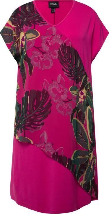 Produktbild Ulla Popken Jerseykleid, Chiffon, Blüten, V-Ausschnitt, Halbarm (50, 52)