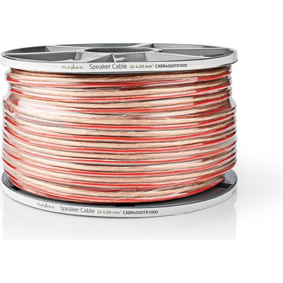 Nedis Lautsprecherkabel 2x 4.00 mm² Kupfer 100.0 m rund PVC Transparent - Verlä (100 m, 4 mm²), Lautsprecherkabel, Trans...