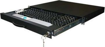 Produktbild Tecline 19" Tastaturschublade mit Tastatur und Trackball zur Befestigung an 2 Holmen, 1 HE, schwarz RAL 9005