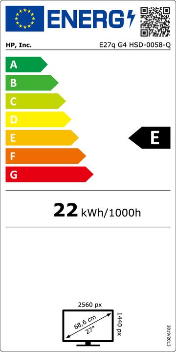 Energielabel HP E27q G4 (2560 x 1440 pixels, 27")