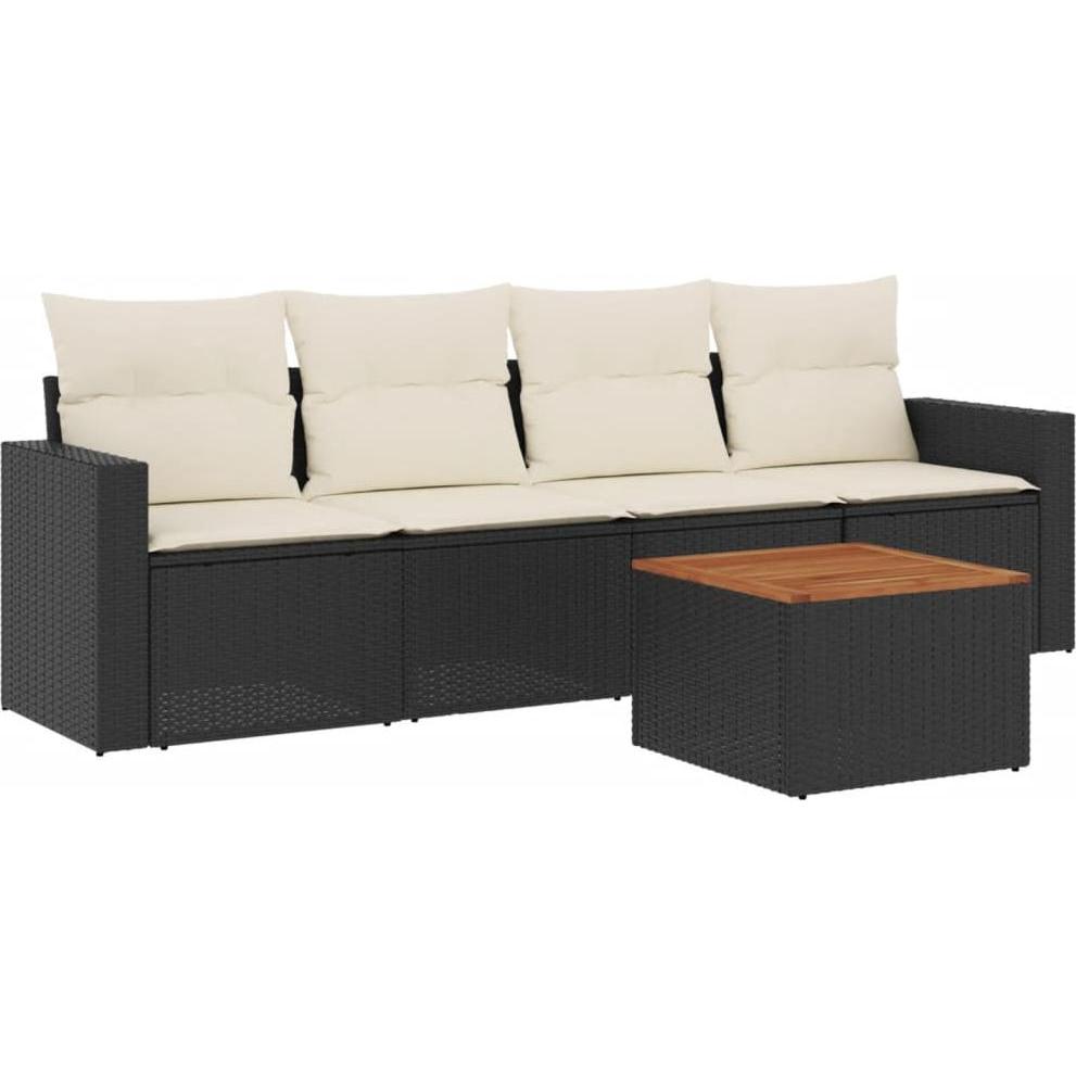 VidaXL, Gartenlounge, Gartenmöbel Sofa Garnitur Lounge Sitzgruppe 5-tlg. Schwarz Poly Rattan