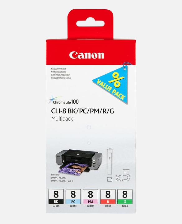 Image du produit Canon Encre C/PM/R/G Original n° CLI-8MULTI (G, R, CF, PM, PC)