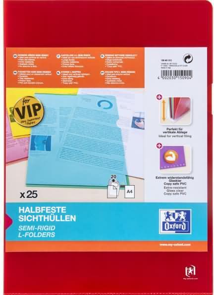 Actual product image Elba Premium document holder, DIN A4, PVC, crystal clear, red, 25-piece document-proof, transparent (A4, 1x)