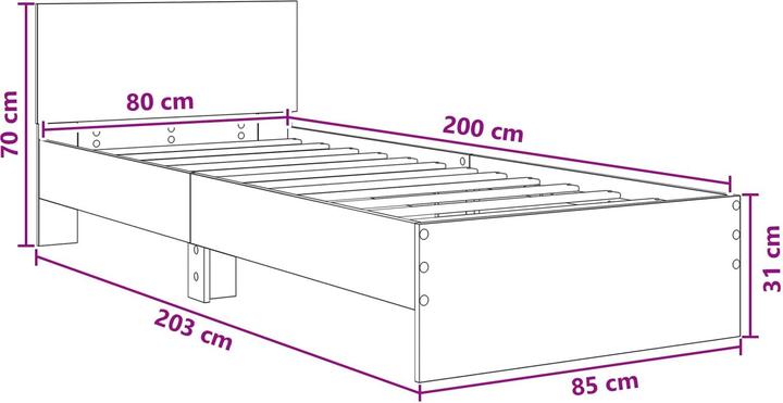 Produktbild vidaXL Modernes Bett (80 x 200 cm)