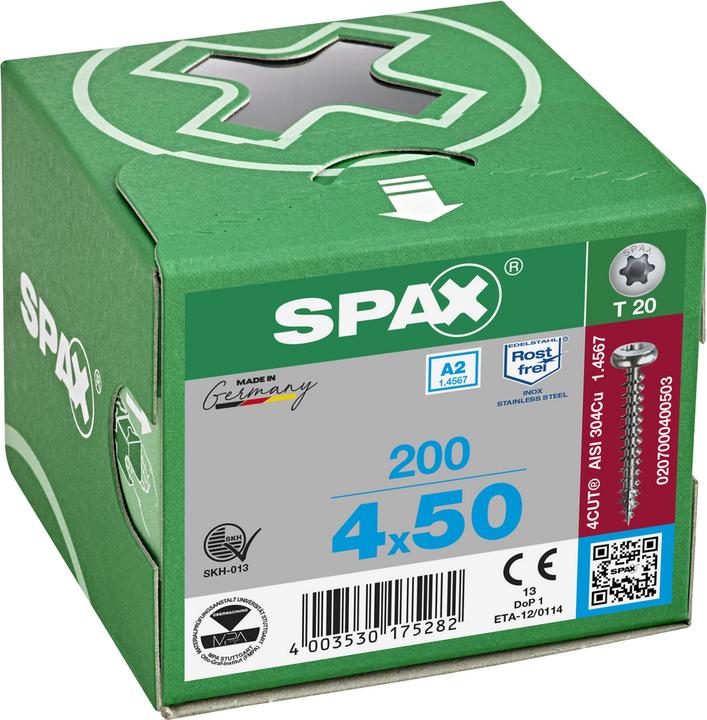 Actual product image Spax A2 Half-Round Head T-Star Plus T20 Fully Threaded (200 Screws per piece)