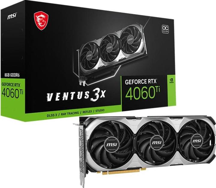 Image du produit MSI GeForce RTX 4060 Ti VENTUS 3X E 8G OC - VGA - PCI-E x16 (8 Go)