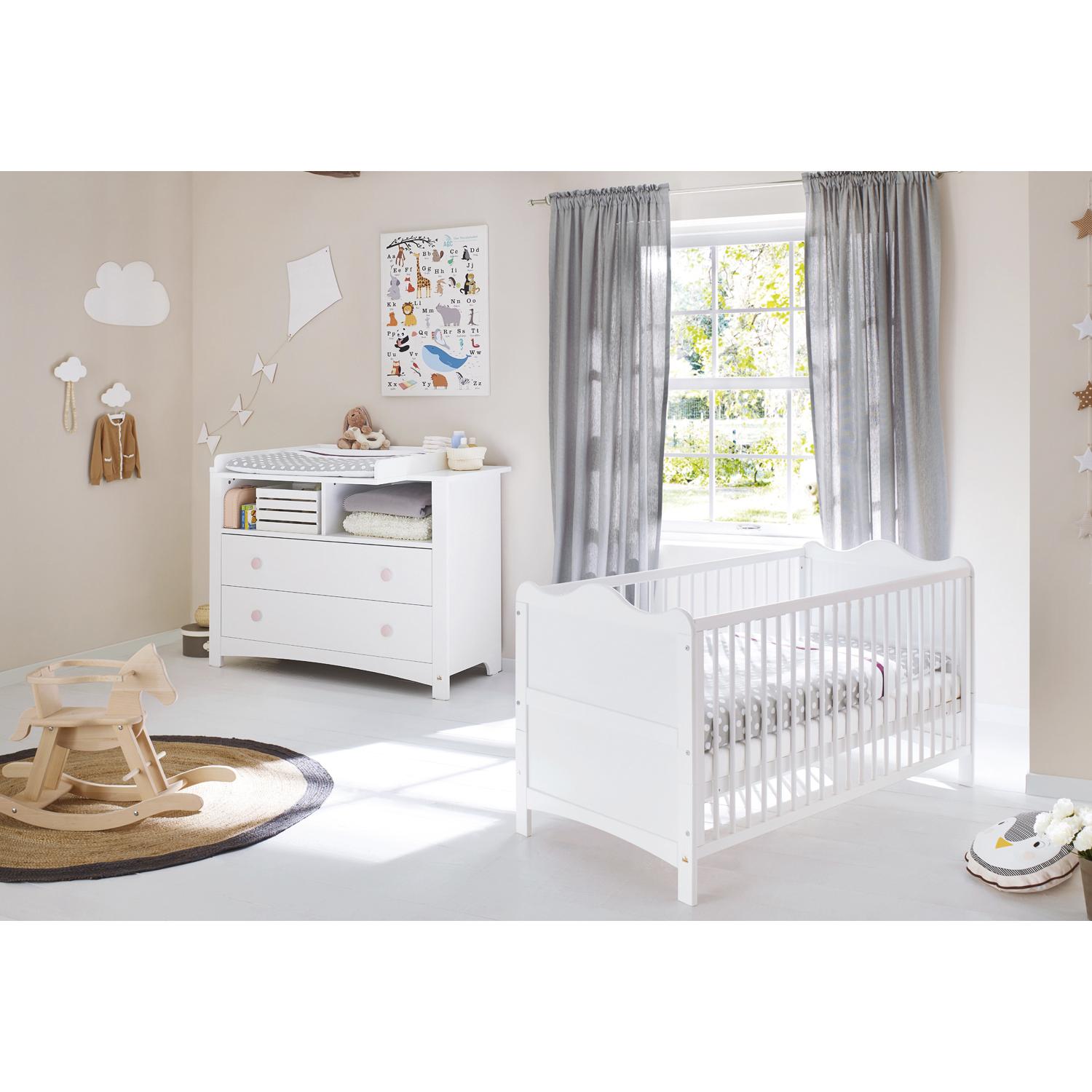 Pinolino, Komplett-Babyzimmer, Kinderzimmer-Set 'Florentina' extrabreit mit kleinem Kinderbett, 2-tlg.
