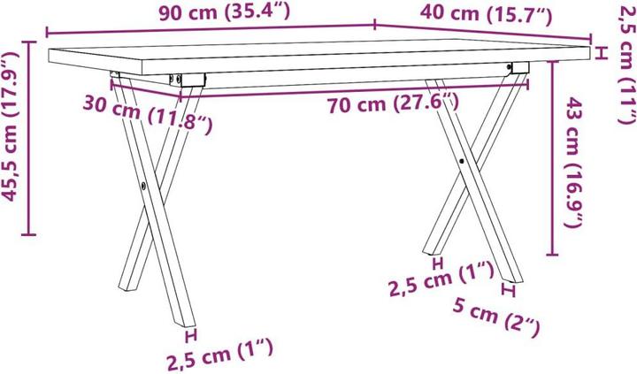 Image du produit vidaXL Couchtisch (90 x 40 x 45.50 cm)