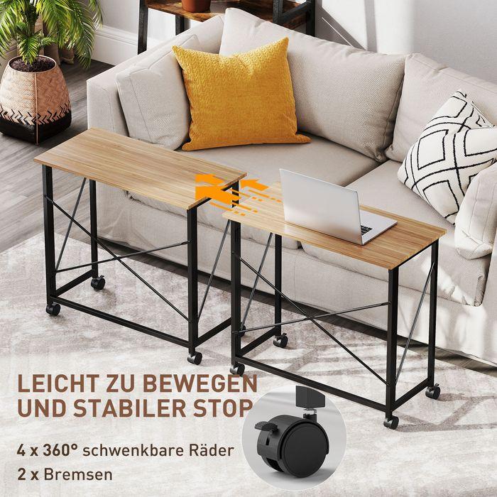 Produktbild Swisshandel24 Klappbarer Schreibtisch mit Rädern, platzsparend, Stahl, MDF, Eiche (80 x 40 x 75 cm)