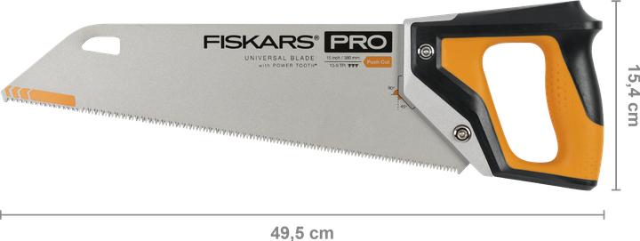 Produktbild Fiskars Pro Handsäge für Holz, Laminat und PVC, Sägeblattlänge: 38 cm, 9 TPI, Schwarz/Orange, PowerT