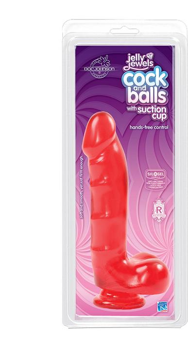 Produktbild Doc Johnson Jelly Jewels - Cock And Balls With Suction Cup Ruby