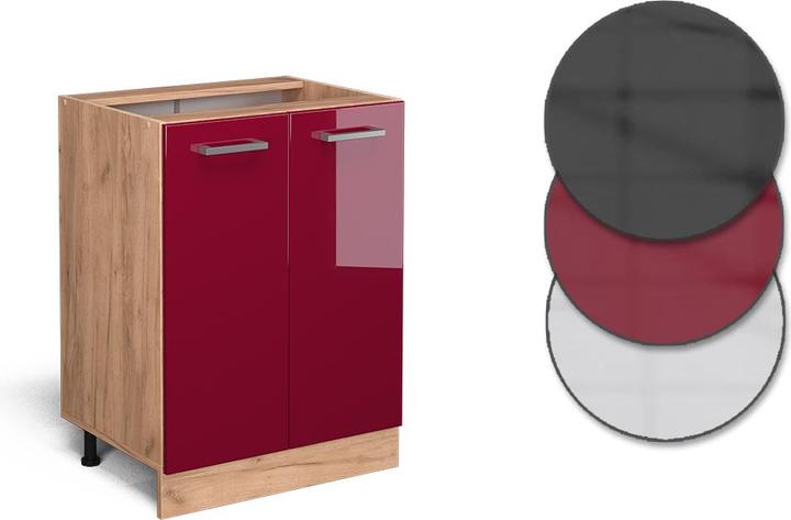 Bordeaux Hochglanz, Goldkraft Eiche, Rot, Rot Hochglanz