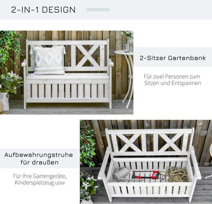Produktbild Swisshandel24 Gartensitzbank 2-Sitzer mit Stauraum Tanne 115x61x85 cm