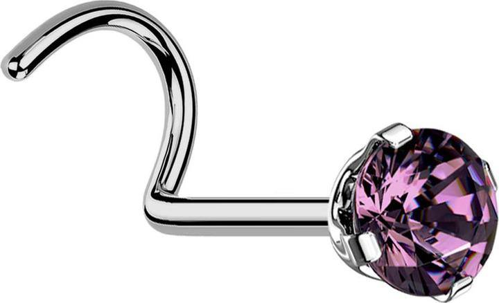 Actual product image Star Piercing Nose stud curved silver round crystal purple set (without brass, Titanium)