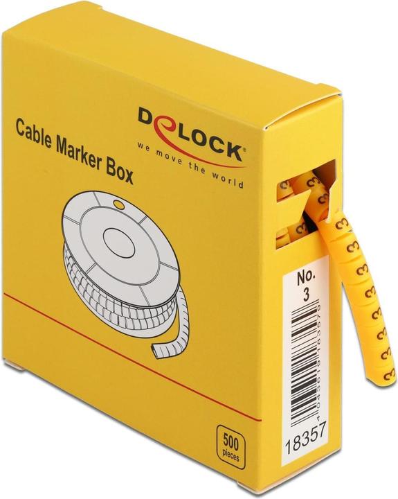 Produktbild Delock Kabelkennzeichnung Nr.3, gelb 500 Stück