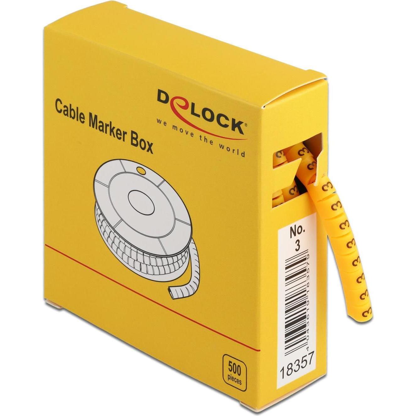 Delock, Kabelverbindung Zubehör, Kabelkennzeichnung Nr.3, gelb 500 Stück