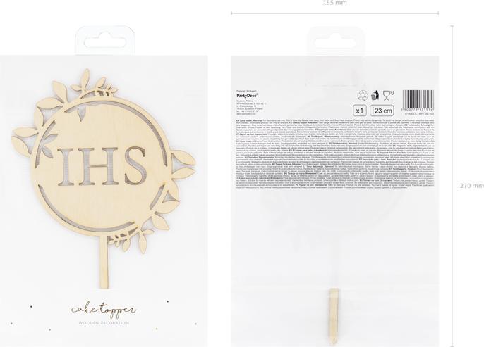 Produktbild Partydeco Wooden topper IHS, 23cm (1 pkt / 1 pc.) (1 Stück)