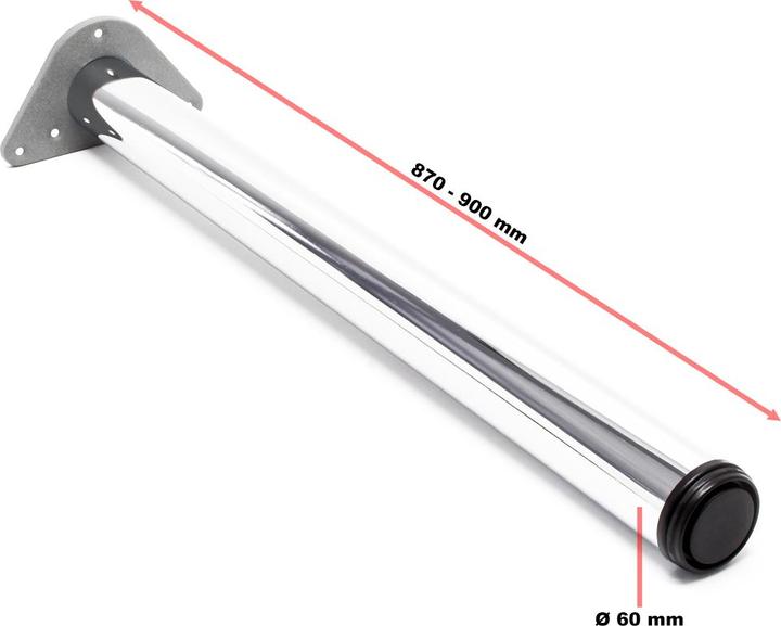 Actual product image Wiltec Stainless Steel Table legs set of 4 Chrome Furniture foot adjustable Ø60mm 870mm