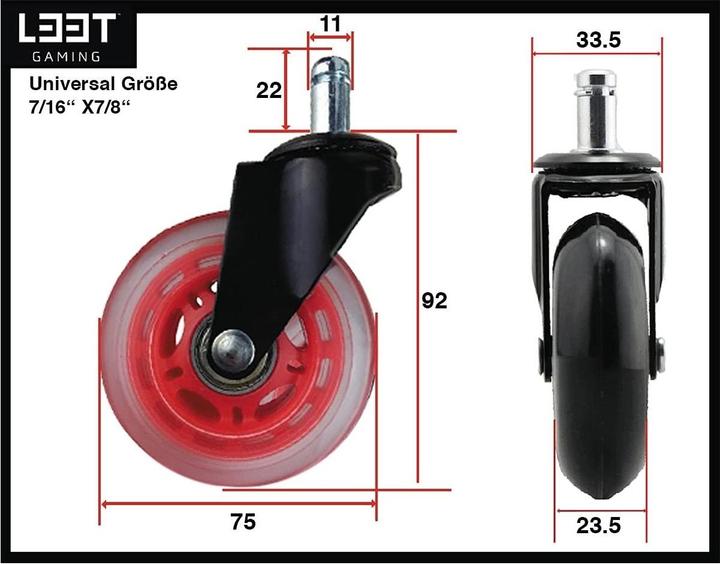 Image du produit L33T Roulettes pour chaises de jeu