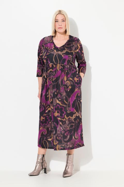 Produktbild Ulla Popken Jersey-Maxikleid, A-Linie, CottonTouch, Alloverdruck (54)