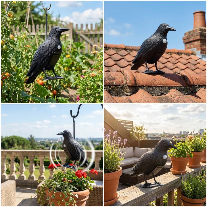 Actual product image Ideoon 2er-Set Vogelabwehr Krähe mit Soundeffekt, batteriebetrieben