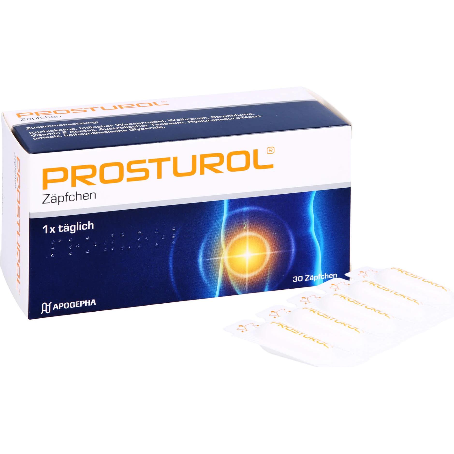 Apogepha, Intimpflege, PROSTUROL Zäpfchen bei Prostatitis und gutartiger Prostatavergrösserung, 30 St. Zäpfchen (Intimwa...