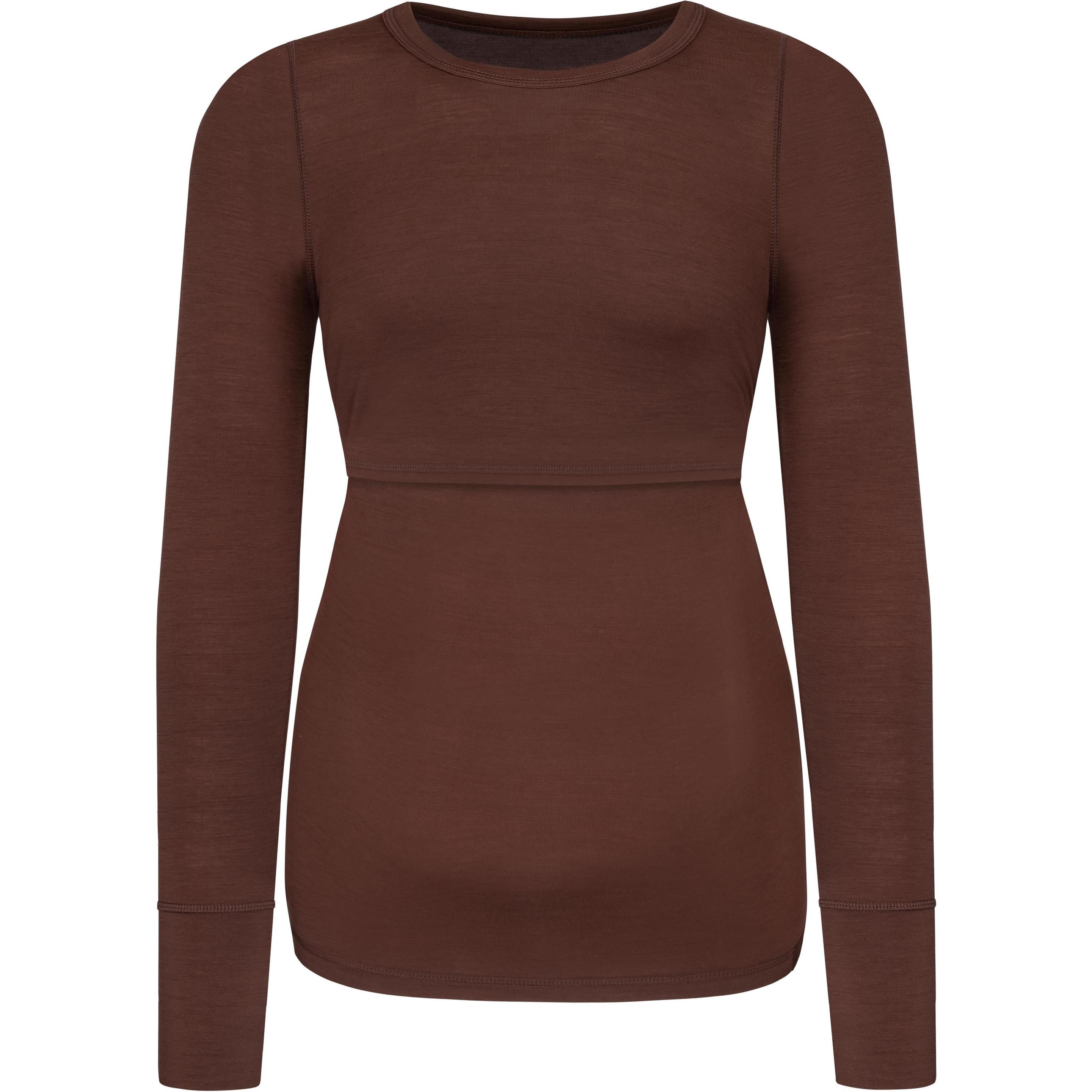 Normani, Damen, Funktionsshirt, Merino Umstands-Langarm-Shirt „Cambria“ - 8767 (M), Braun, M