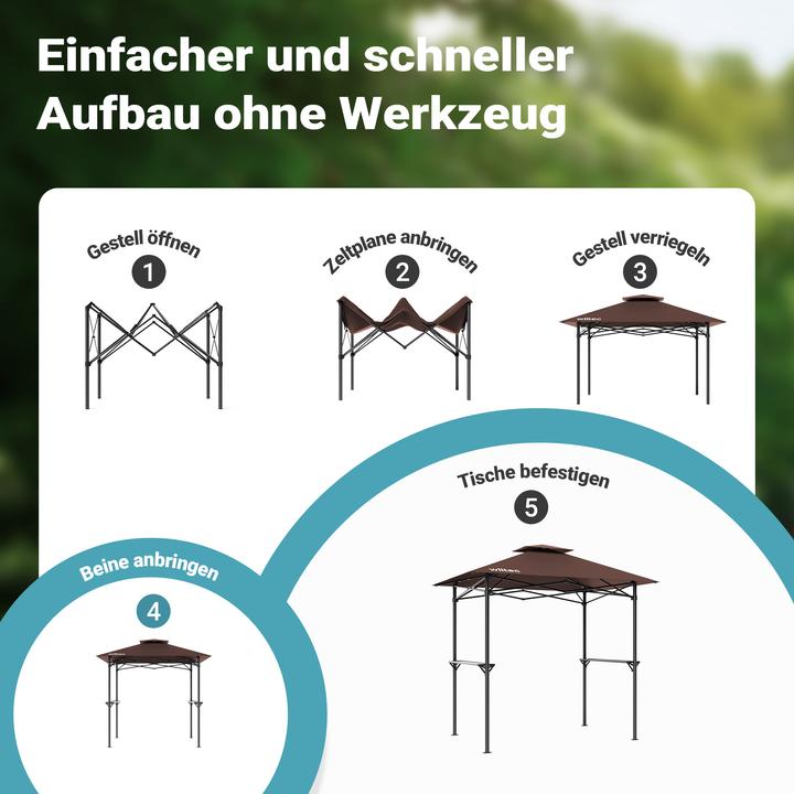 Actual product image Wiltec Barbecue pavilion coffee 245x152cm BBQ pavilion barbecue canopy barbecue tent (245 cm, 158 cm)