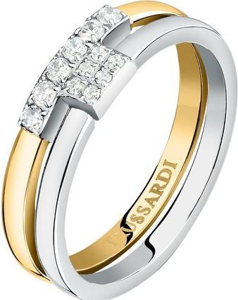 Immagine prodotto Trussardi Bellissimo anello bicolore in acciaio con zirconi T-Logo TJAXC41 - Circuito: 52 mm (52)