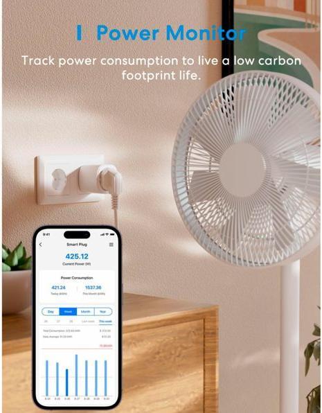 Actual product image Meross Smart plug MSS315MA-EU with energy monitor (Matter)