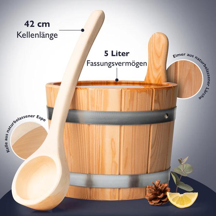 Produktbild Liebenstein Sauna Eimer mit Kelle aus Lärche/Espe (5L)
