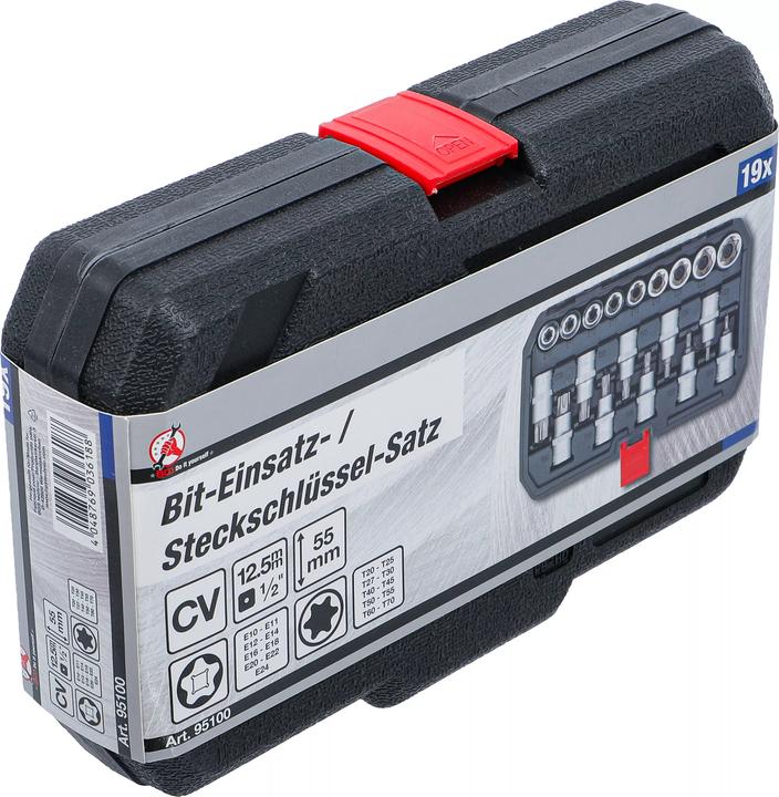 Image du produit BGS Bit Socket / Socket Set | 12.5 mm (1/2") Drive | T-Star (pour Torx) / E-Type | 19 pcs. (12,5 mm)