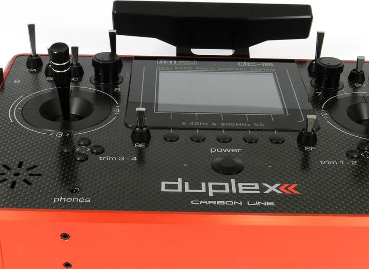 Image du produit Jeti DC-16 II. 2.4EX DUPLEX CARBON LINE RED PU LTSENDER MULTIMODE 2,4Ghz TÉLÉCOMMANDE