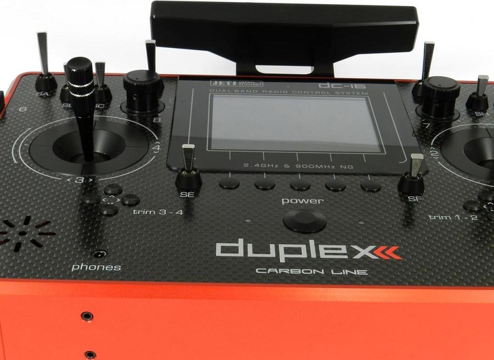 Produktbild Jeti DC-16 II. 2.4EX DUPLEX CARBON LINE RED PU LTSENDER MULTIMODE 2,4Ghz FERNSTEUERUNG