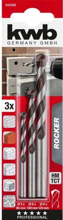 Produktbild kwb ROCKER Beton- und Steinbohrer Set 3-tlg. (5 mm, 6 mm, 8 mm)