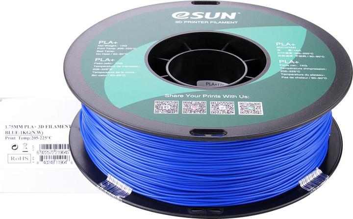 Immagine prodotto eSUN PLA+ 1,75mm Blu 1Kg (PLA+, 1.75 mm, 1000 g, Blu)