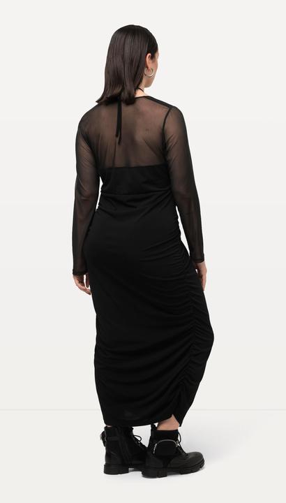 Produktbild Ulla Popken Maxikleid, Mesheinsatz, Slim, V-Ausschnitt, Langarm (54)