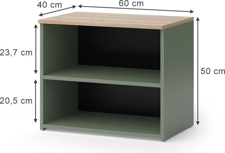 Actual product image Vicco Lowboard Wido, Grün/Sonoma, 60 x 50 cm mit 2 Fächern (60 x 50 x 40 cm)
